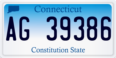 CT license plate AG39386