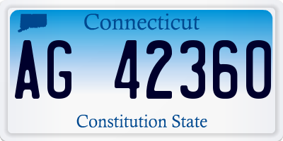CT license plate AG42360