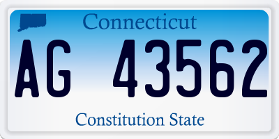 CT license plate AG43562