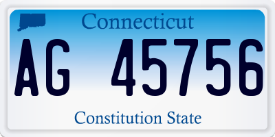 CT license plate AG45756