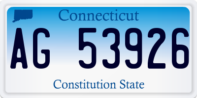 CT license plate AG53926