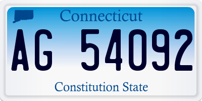 CT license plate AG54092