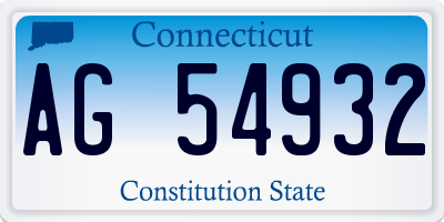CT license plate AG54932