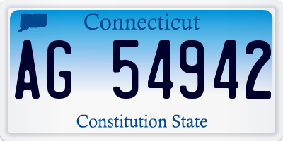 CT license plate AG54942