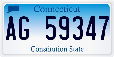 CT license plate AG59347