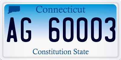 CT license plate AG60003