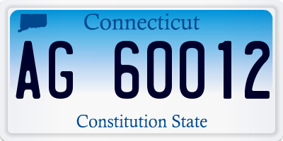 CT license plate AG60012