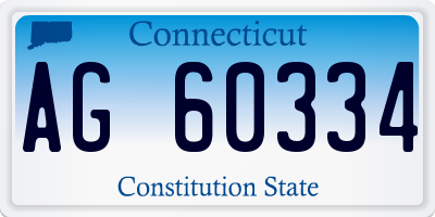 CT license plate AG60334