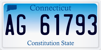 CT license plate AG61793