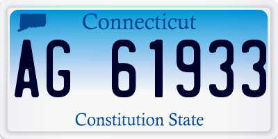 CT license plate AG61933