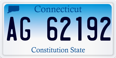 CT license plate AG62192