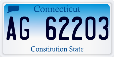CT license plate AG62203