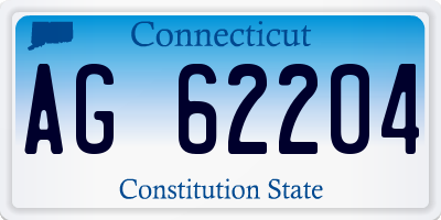 CT license plate AG62204