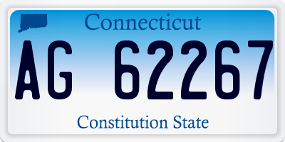 CT license plate AG62267