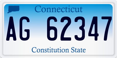 CT license plate AG62347