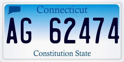 CT license plate AG62474