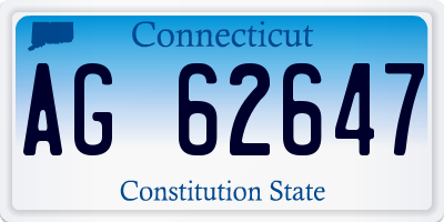 CT license plate AG62647