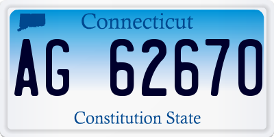 CT license plate AG62670