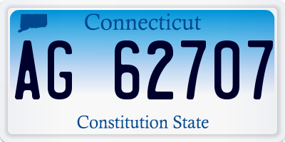 CT license plate AG62707