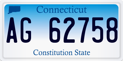 CT license plate AG62758
