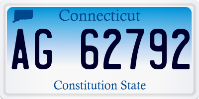 CT license plate AG62792