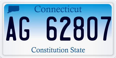 CT license plate AG62807