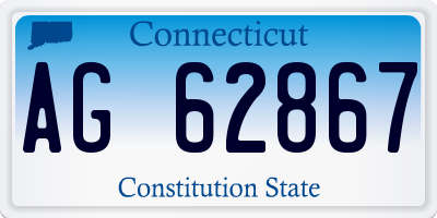 CT license plate AG62867