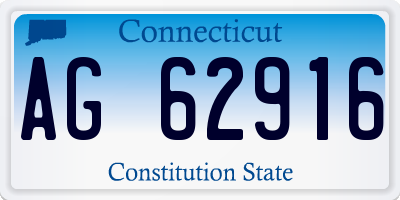 CT license plate AG62916