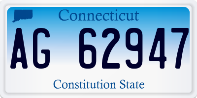 CT license plate AG62947