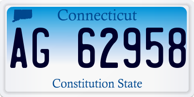 CT license plate AG62958