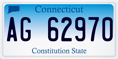 CT license plate AG62970