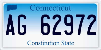 CT license plate AG62972
