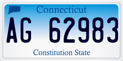 CT license plate AG62983
