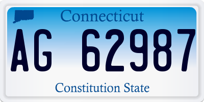 CT license plate AG62987