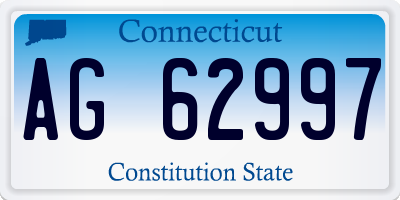 CT license plate AG62997