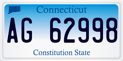 CT license plate AG62998