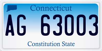 CT license plate AG63003