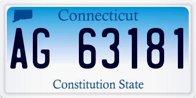 CT license plate AG63181