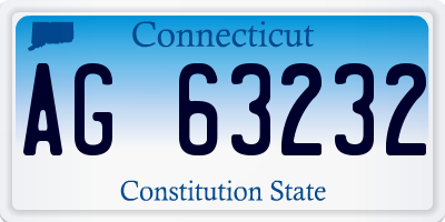 CT license plate AG63232
