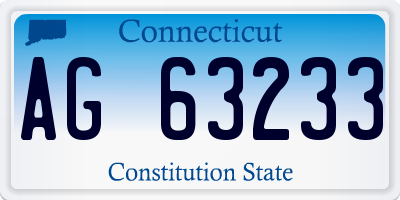CT license plate AG63233