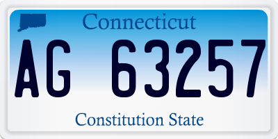 CT license plate AG63257