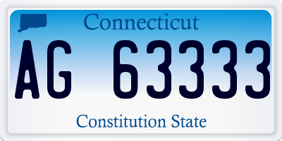 CT license plate AG63333