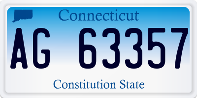 CT license plate AG63357