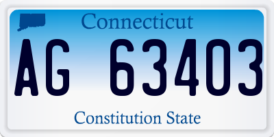 CT license plate AG63403