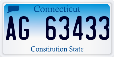 CT license plate AG63433