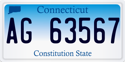 CT license plate AG63567