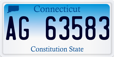 CT license plate AG63583