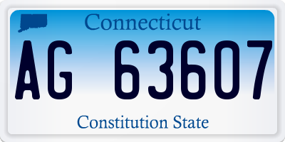 CT license plate AG63607