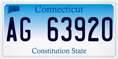 CT license plate AG63920