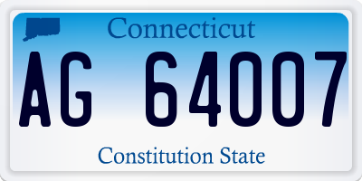 CT license plate AG64007